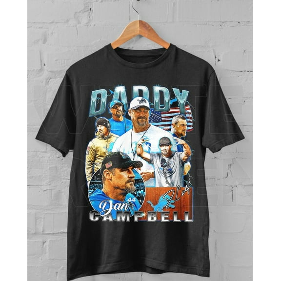 Dan Campbell Vintage Shirt, Daddy Dan Graphic T Shirt, Motor City Dan Campbell Football Shirt
