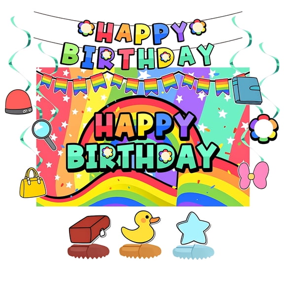 Dan World Birthday Party Decorations Set With Banner, Backdrop, Swirls And Centerpieces For Kids Party Supplies