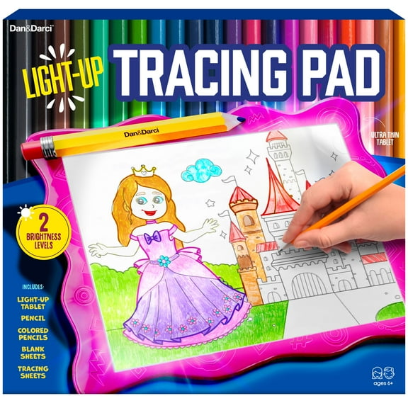 Dan&Darci Light Up Tracing Pad for Kids - Arts & Crafts Art Drawing Tracer Board for Girls & Boys Ages 6-12 - Birthday Toys Gift Ideas for Girl or Boy 6+ Year Old Toy