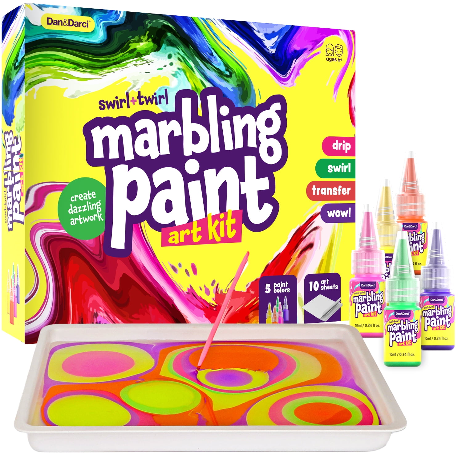 Swirl and Twirl Marbling Paint Art Kit for Kids