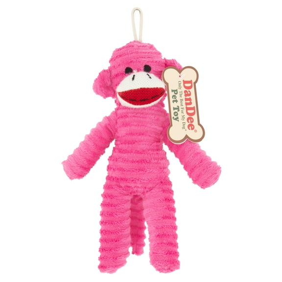 Dan Dee Collector's Choice Plush Corduroy Squeaky Sock Monkey Pet Toy