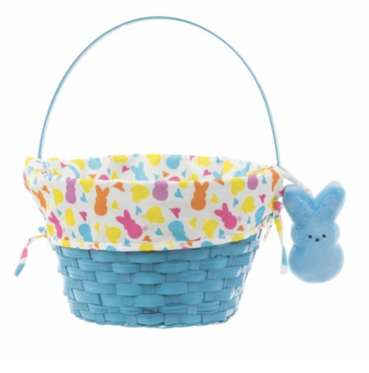 Dan Dee Peeps Blue Wooden Easter Basket with Plush Keychain