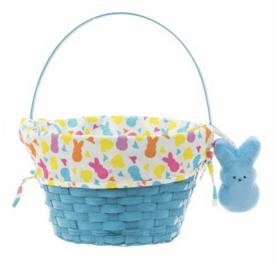 Dan Dee Peeps Blue Wooden Easter Basket with Plush Keychain
