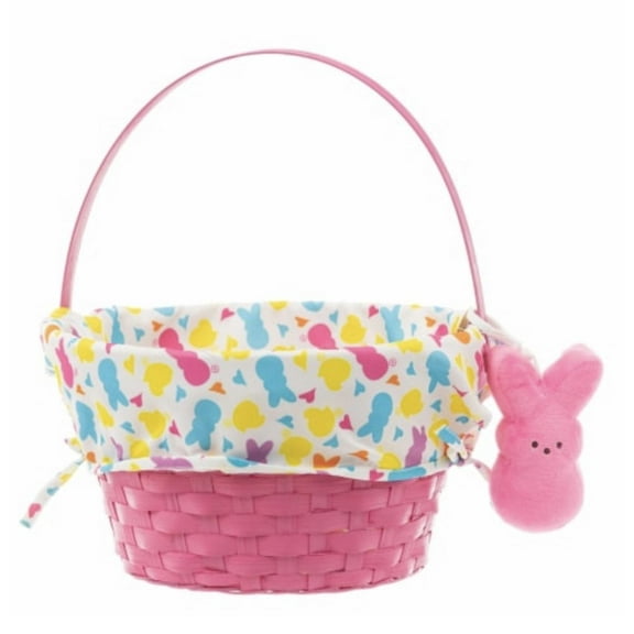 Dan Dee Peeps Pink Wooden Easter Basket with Plush Keychain