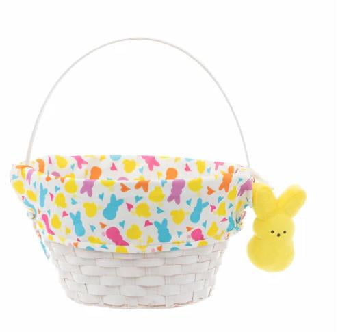 Dan Dee Peeps White Wooden Easter Basket with Plush Keychain