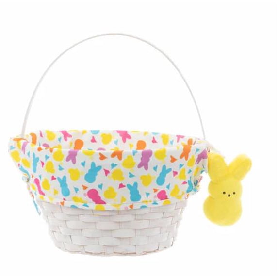 Dan Dee Peeps White Wooden Easter Basket with Plush Keychain