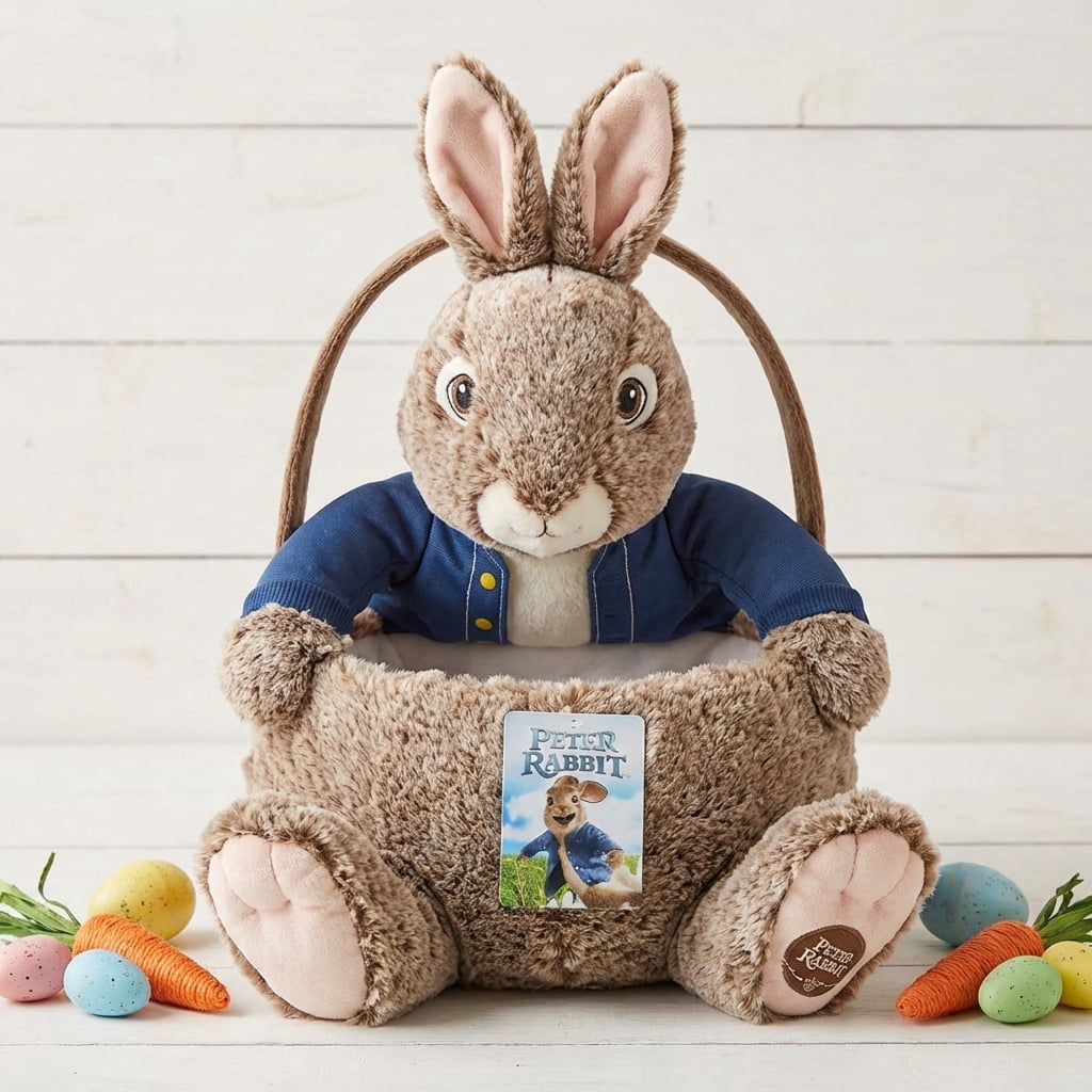 Dan Dee Peter Rabbit Easter Basket Plush Brown Bunny Stuffed Animal 12.5"