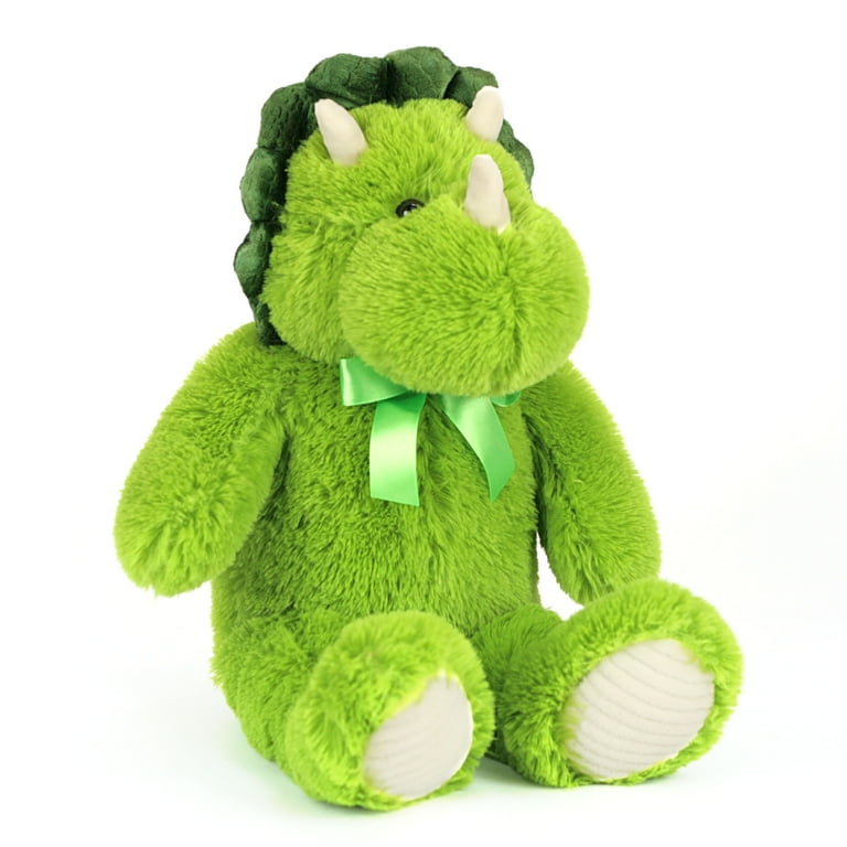 Dan Dee Plush Fuzzy Green Dinosaur 22 inch Large Triceratops Stuffed Animal Pal