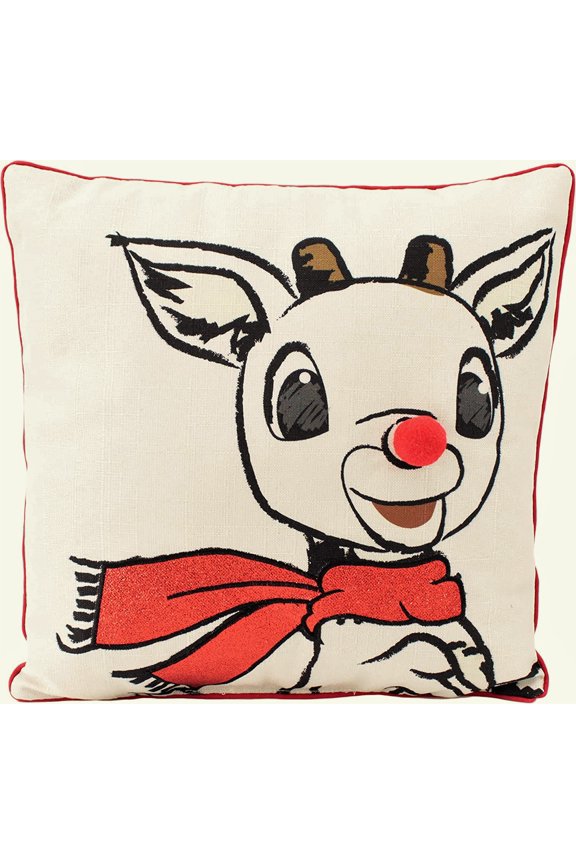 Red-Nosed Reindeer | 14" Officially Licensed & Collectible Decorative Pillow | Rudolph, White