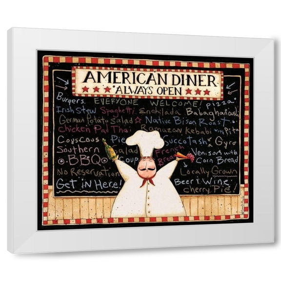 Dan DiPaolo 4x14 White Modern Wood Framed Wall Art Titled - American Diner
