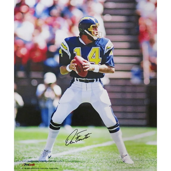 Dan Fouts Signed Chargers Navy Jersey Drop Back Action 16x20 Photo