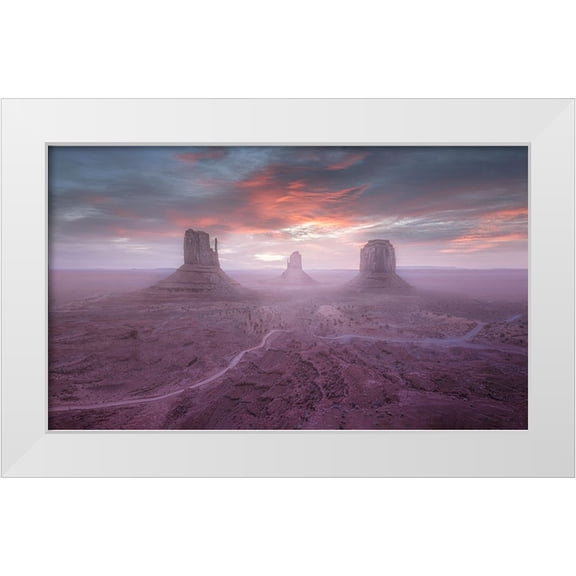 Dan, Kai 32x21 White Modern Wood Framed Museum Art Print Titled - Monument Valley