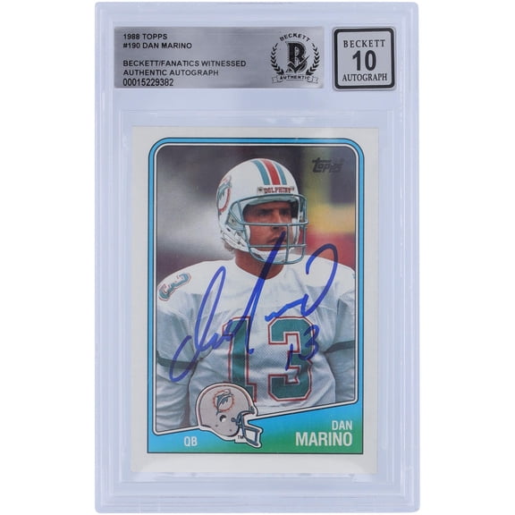 Dan Marino Miami Dolphins Autographed 1988 Topps #190 Beckett Fanatics Witnessed Authenticated 10 Card - Fanatics Authentic Certified