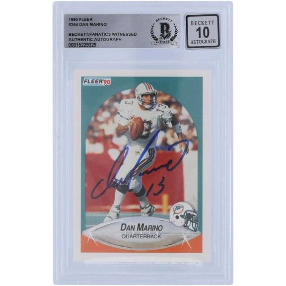 Dan Marino Miami Dolphins Autographed 1990 Fleer #244 Beckett Fanatics Witnessed Authenticated 10 Card