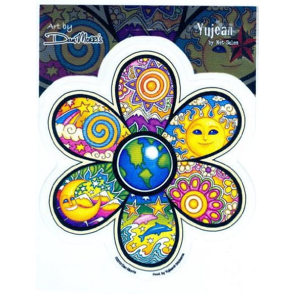 Dan Morris - Earth Celestial Flower - 4.75" x 5" - Sticker / Decal UV In/Out Weather Protected, Long Lasting