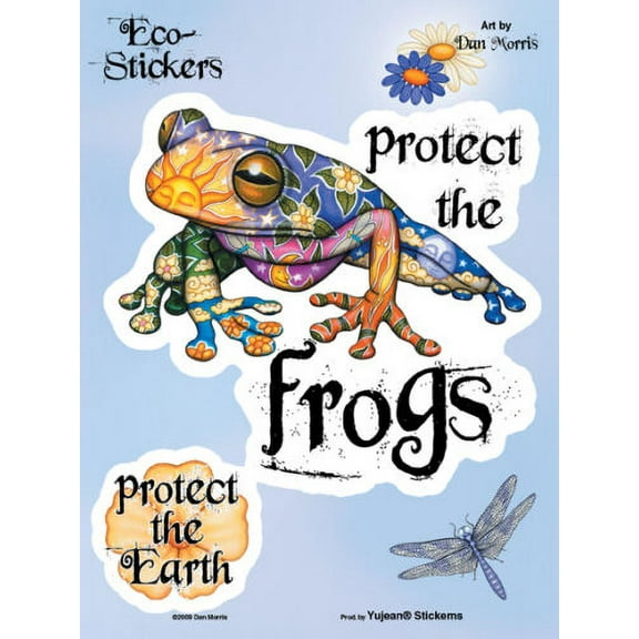 Dan Morris - Morris Art Protect The Frogs & EARTH Window Sticker Decal - 6'' x 8' - Skateboard Vinyl DieCut - Weather Re