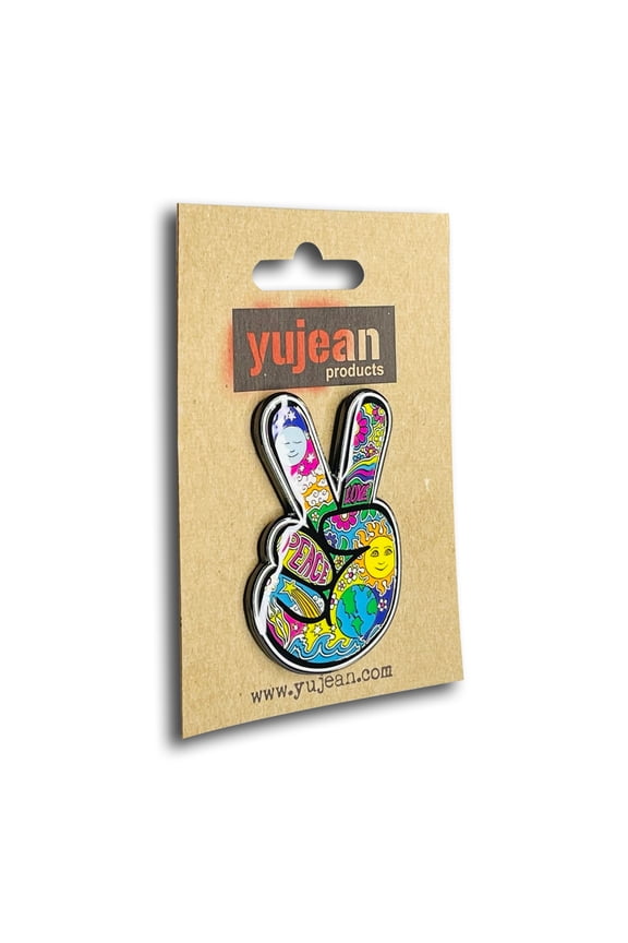 Dan Morris Peace Fingers Pin - Peace Hand Double Butterfly Backings Enamel Lapel Pin - 5cmx2.5cm