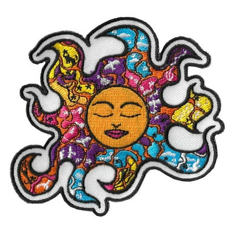 Dan Morris Sleeping Sun Patch - Embroidery Iron-On Backing Sew-On Patch -  3.5 x 3.25 