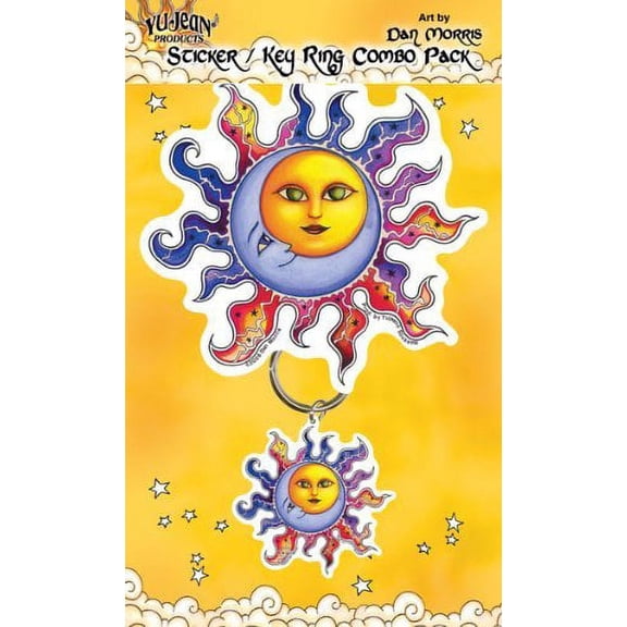 Dan Morris Sun and Moon - Grateful Dead, High Quality METAL KEYCHAIN and Die Cut Sticker Decals Set