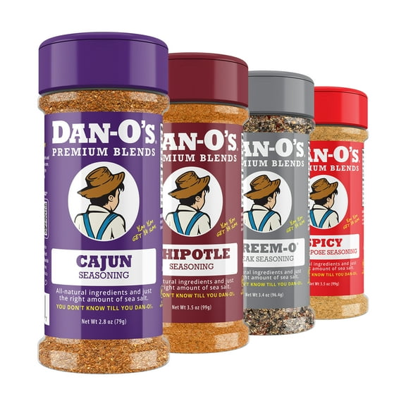 Dan-O's Seasoning - Small 4 bottle Combo - Chipotle, Cajun, Preem-O & Spicy