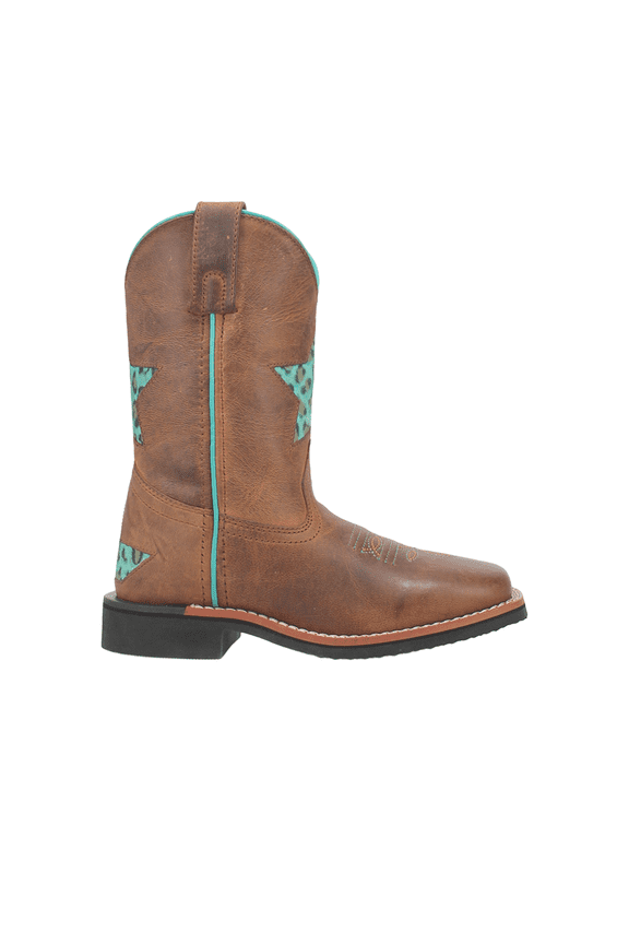 Boots Girls Starr Tooled Inlay Leopard Square Toe Cowboy   Mid Cal