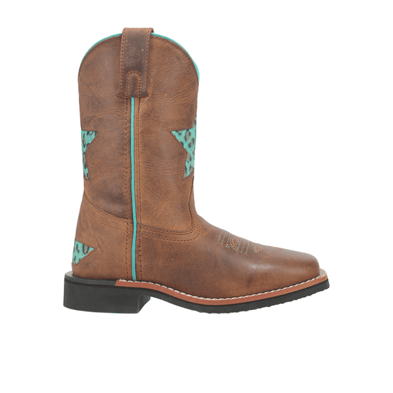 Dan Post Boots Girls Starr Tooled Inlay Leopard Square Toe Cowboy Mid Cal