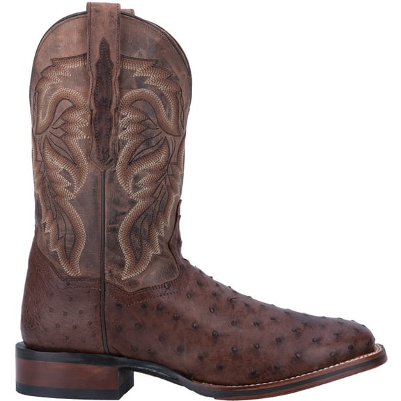 Dan Post Men's Alamosa Full Quill Ostrich Western Boot Broad Square Toe Chocolate 11 D(M) US