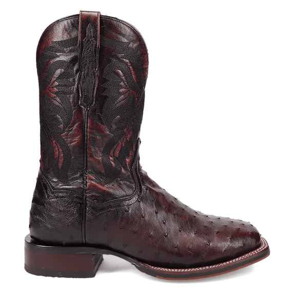 Dan Post Boots Mens Alamosa Ostrich Embroidered Square Toe Cowboy Mid Calf