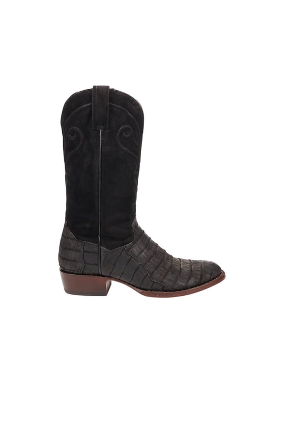 Boots Mens Alvis Emrboidered Pull On Round Toe Cowboy Mid Calf D