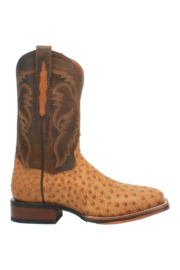 Men's Kershaw Exotic Ostrich Skin Western Boot Broad Square Toe Tan 13 EE  US