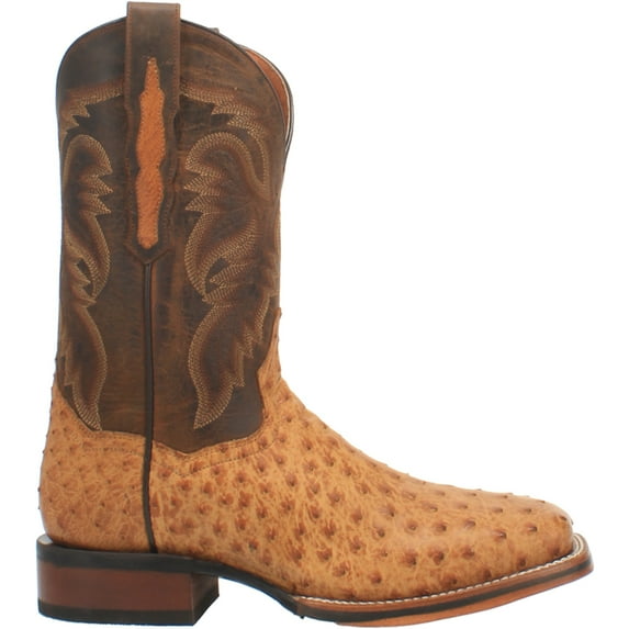 Dan Post Men's Kershaw Exotic Ostrich Skin Western Boot Broad Square Toe Tan 11 D(M) US