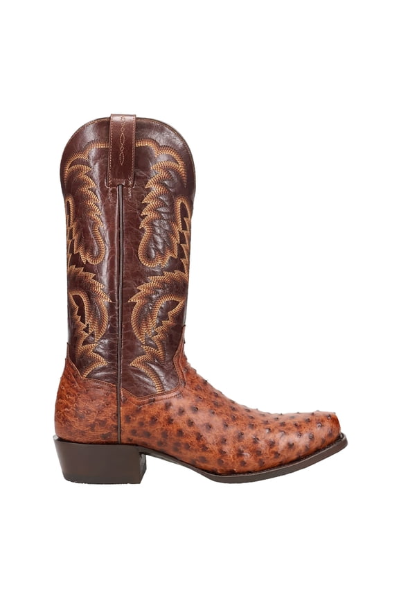 Boots Mens Marco Full Quill Ostrich Square Toe Pull On Cowboy  Mid