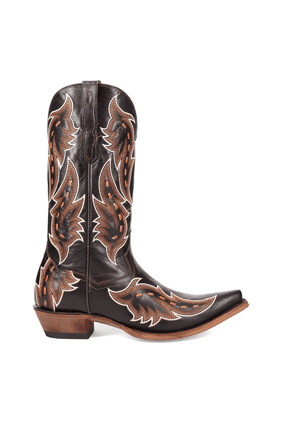 Boots Mens Racer Embroidered Snip Toe Cowboy  Mid Calf Boots