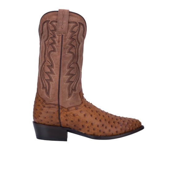 Dan Post Men's Tempe Full Quill Ostrich Western Boot Round Toe Saddle Tan 10 D(M) US