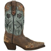 Dan Post Boots Womens Blue Bird Floral TooledInlay Snip Toe Cowboy Mid Cal