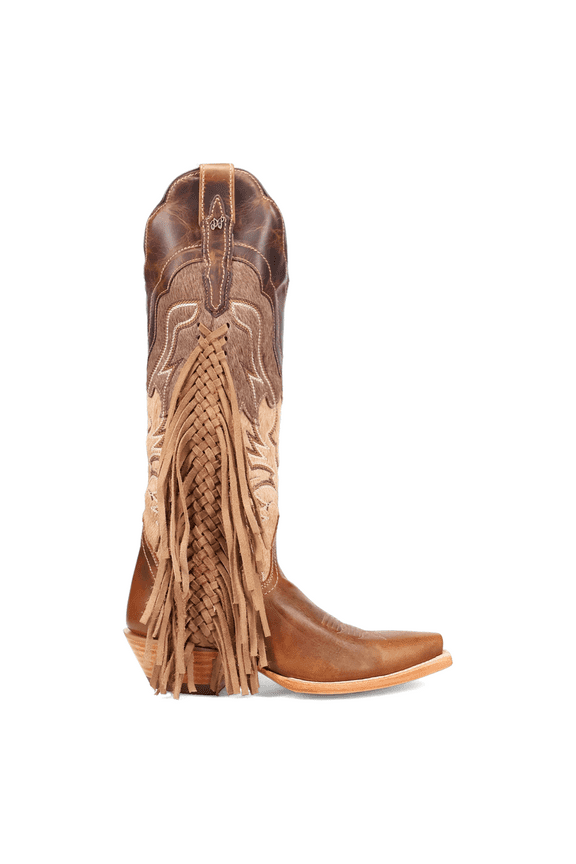 Boots Womens Dayla Braided Fringe Snip Toe Pull On Cowboy Tall Dr