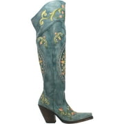Dan Post Boots  Womens Flower Child Snip Toe   Dress Boots   Over the Knee High Heel 3" & Up