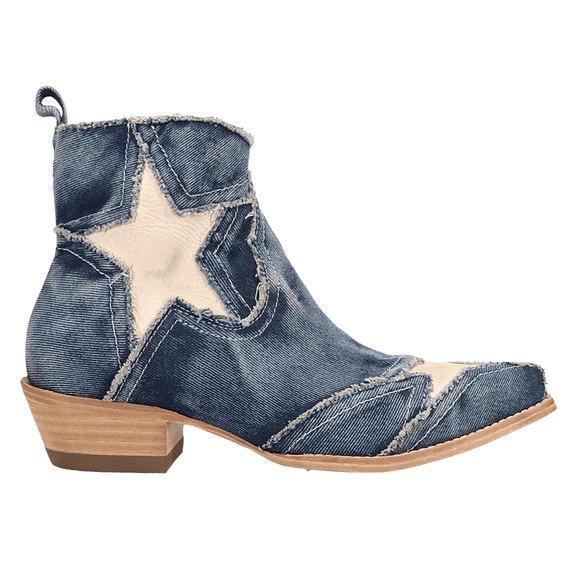 Dan Post Boots Womens Stardust Denim Overlay Zippered Snip Toe Cowboy  Ankl