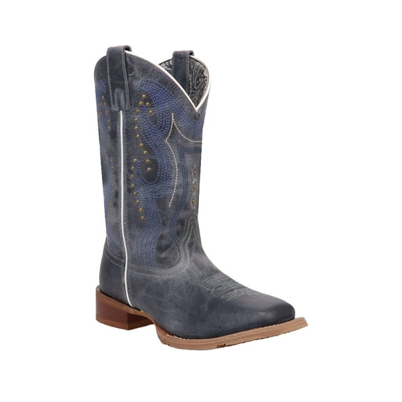 Laredo Ladies Chic Leather Blue Square Toe Western Boots 2004