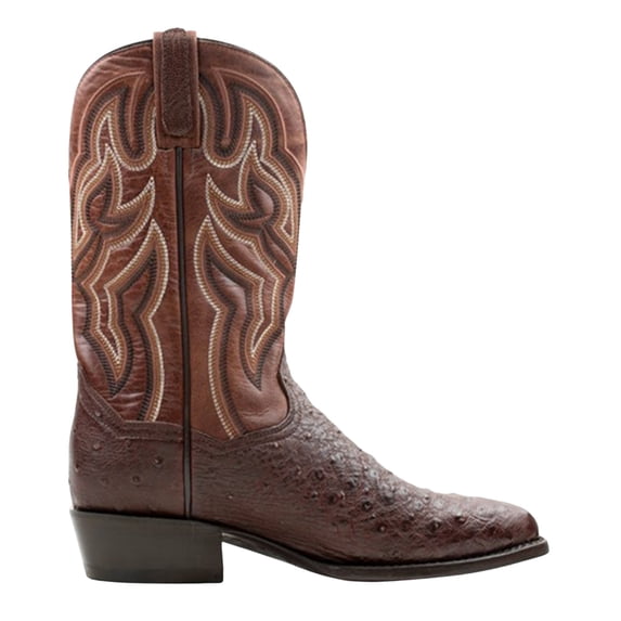 Dan Post Men's 12" Hand Ostrich Quill Exotic Western Boot Medium Toe Brown 10 D