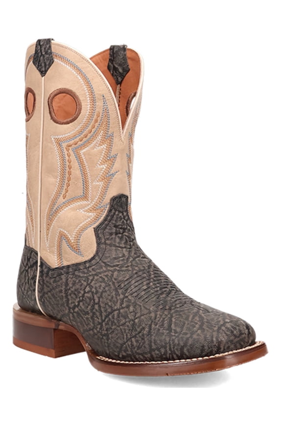 Men's Elephant Print Western Boot Broad Square Toe Black 8 D(M) US