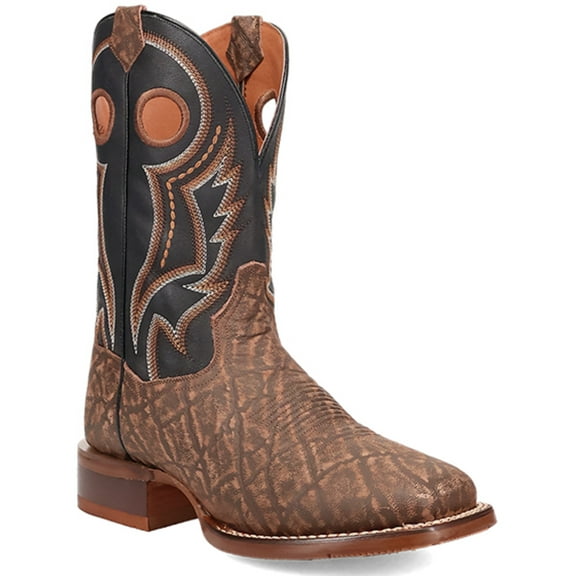 Dan Post Men's Elephant Print Western Boot Broad Square Toe Brown 10.5 D(M) US