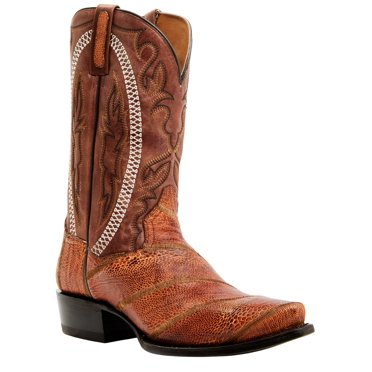 KING EXOTIC Men's Cognac Genuine Eel Skin Snip Toe Western Cowboy Boots – 94DRD0857
