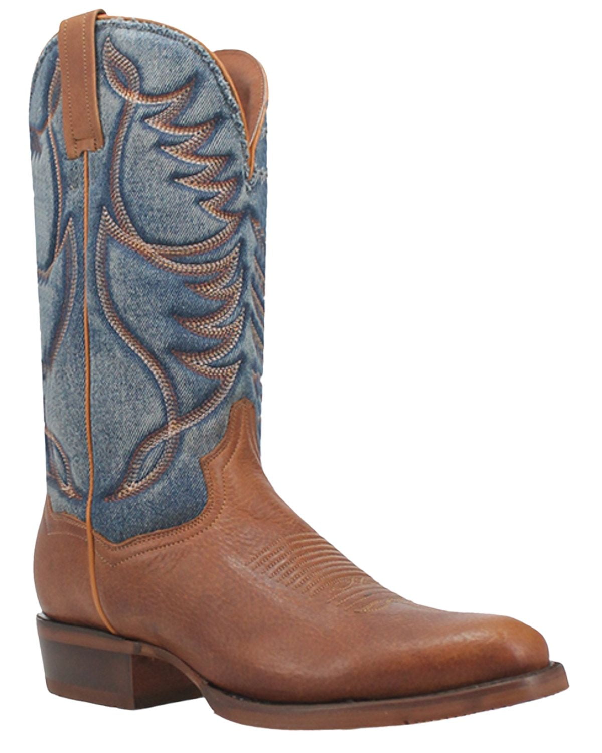 Dan Post Western Boots Mens Bullock Leather Tan Blue Denim