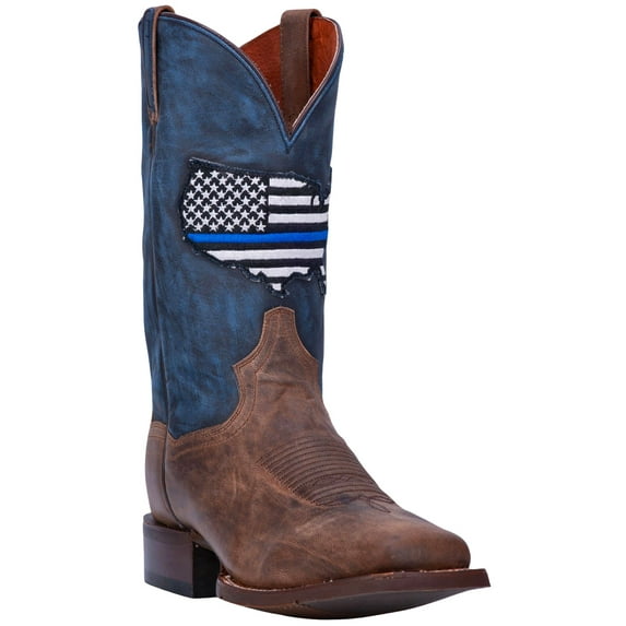 Dan Post Men's Thin Blue Line Flag Patch Western Boot Broad Square Toe - DP4515 13 EE US