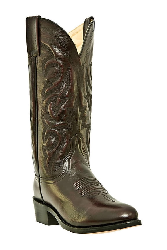 Mens Leather Cowboy Mid-Calf Boots