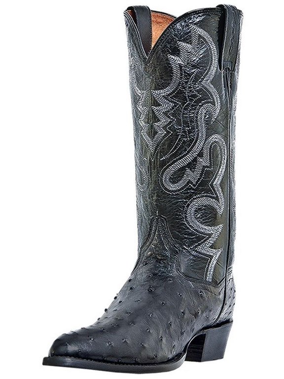 Western Boots Mens Tempe Full Quill Ostrich Black DP2321