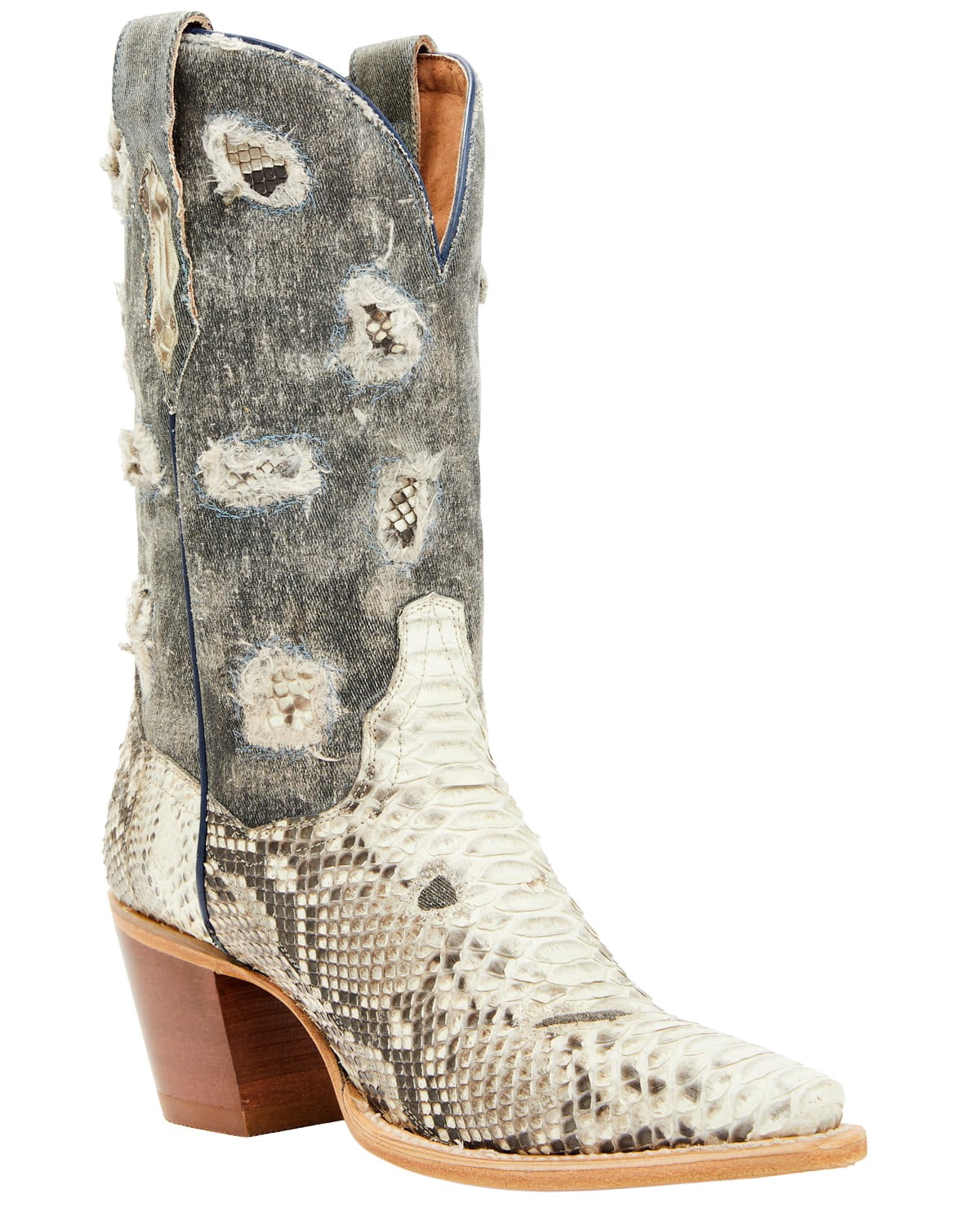Dan Post Women's Exotic Python Western Boot Snip Toe Ivory 7 M US ...
