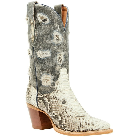 Dan Post Women's Exotic Python Western Boot Snip Toe Ivory 9.5 M US