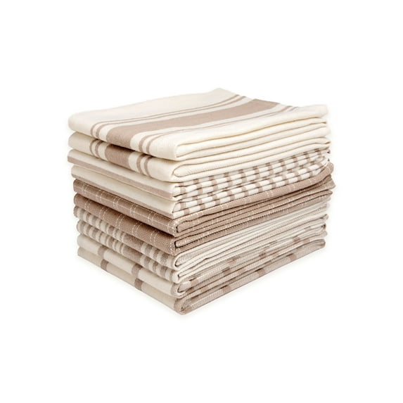 Dan River 10 Pack Cotton Flat Assorted Kitchen Towels